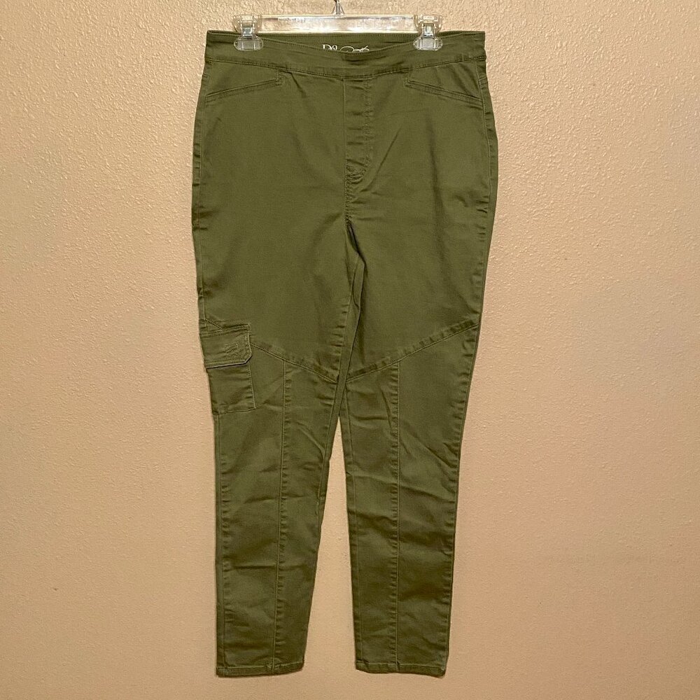 Diane Gilman DG2 Pull On Cargo Chino Pants Womens (MT) Green Cotton Stretch